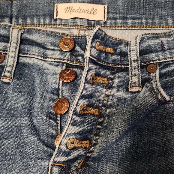 Madewell 9" High Rise Skinny Jeans 26T Distressed Hem - Picture 6 of 11